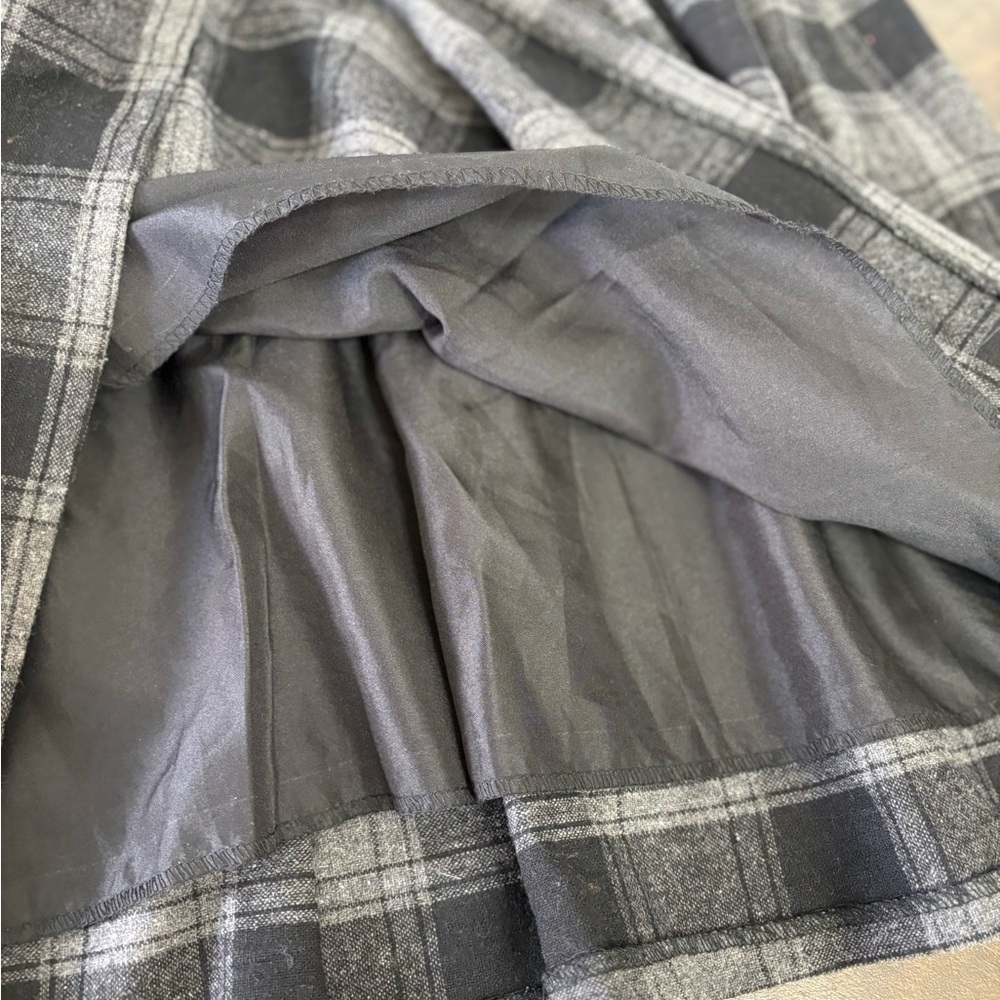 Vintage USA Aqua Plaid Skirt Academia Punk Goth Pin Up Retro Black Gray Mini M - Picture 8 of 8